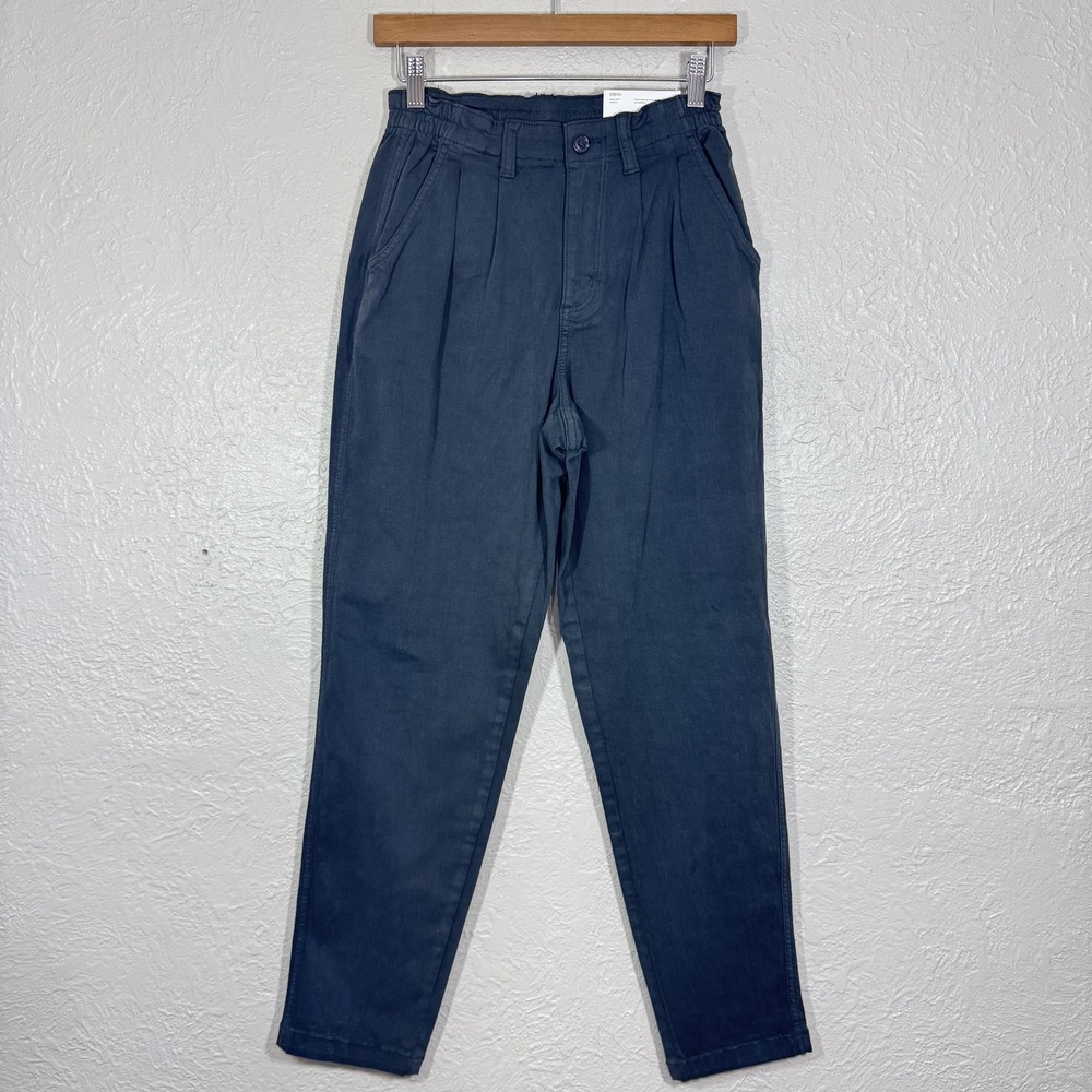 American Eagle Mom Pant 2 26 Gray Hi Rise Stretch Elastic Waist Pleated 90s‎ New